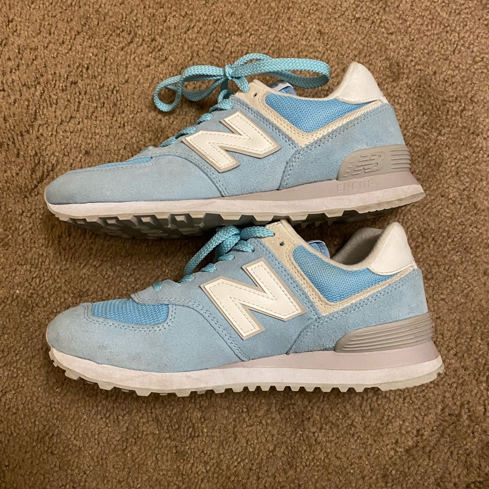 New Balance Light Blue and White Sneakers